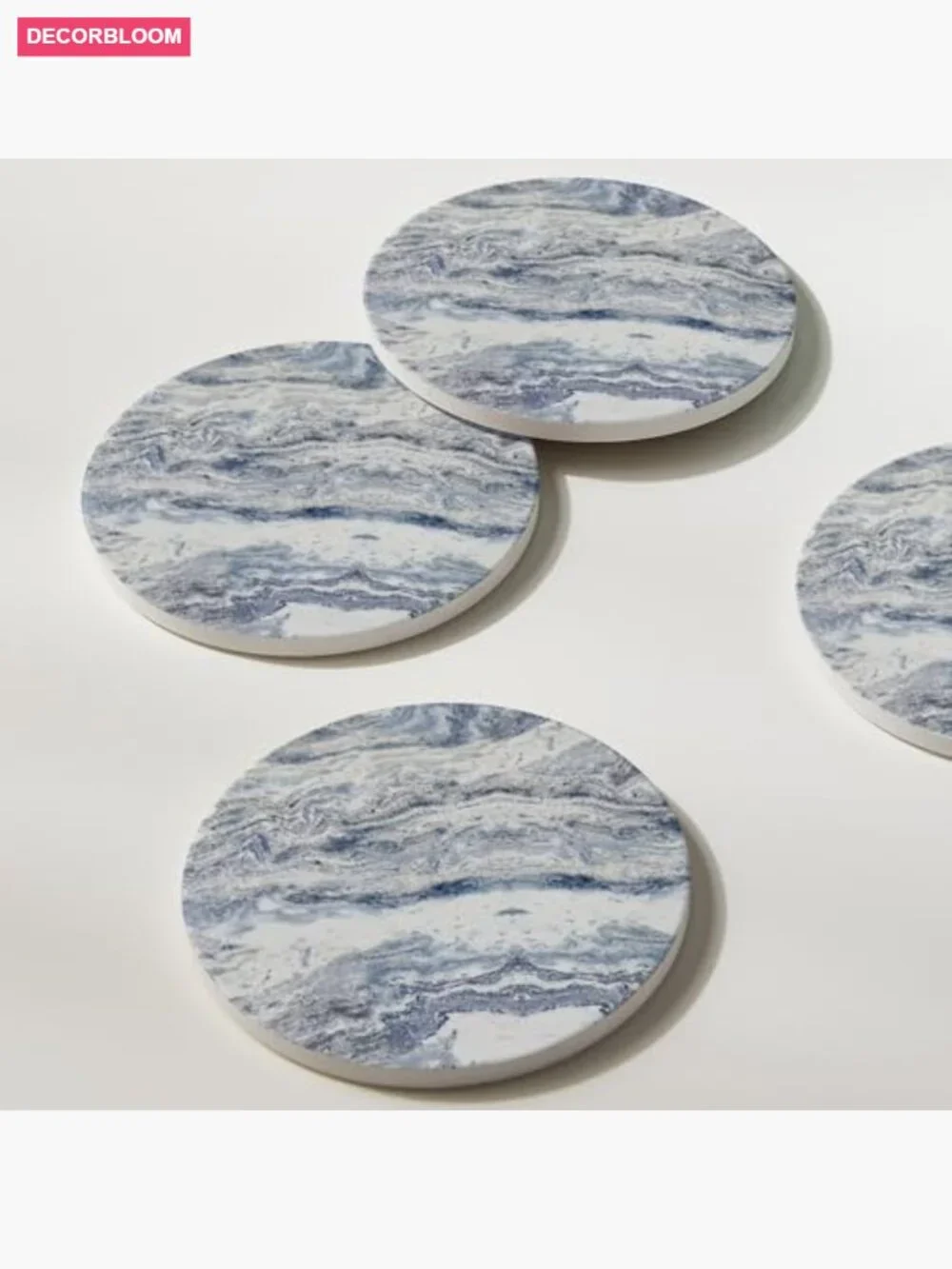 Set of 6 Absorbent Coasters with Holder - Ceramic Drink Coasters